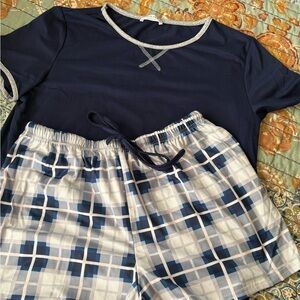 Navy and White Women's Pajama Set
